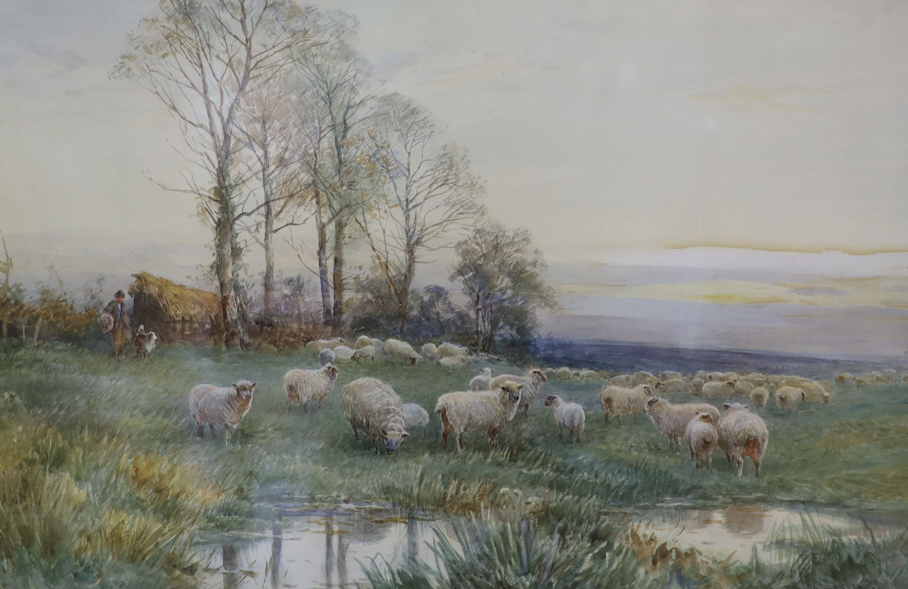 David Bates (1840-1921), watercolour, 'The Hock (Evening)', signed, 36 x 53cm